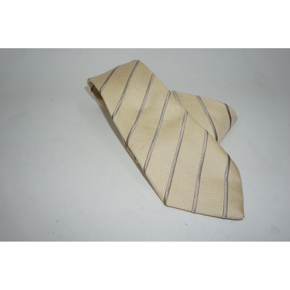 Charvet Place Vendome 58" Tie Yellow Beige‎ Brown Striped Dress Necktie 3.5"